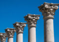 Photo of 5 Roman-like pillars representing the pillars of health concept